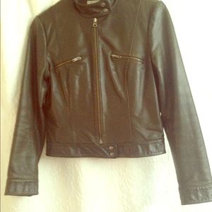 Dark Olive Green motor leather. Vintage Nine West