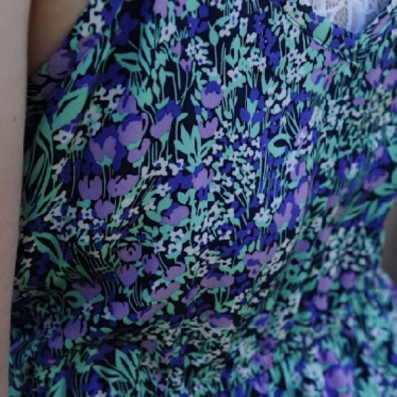 ANLO Green Floral Sundress Dress With Pockets - Picture 3 of 6