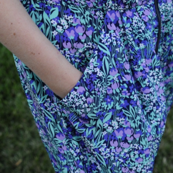 ANLO Green Floral Sundress Dress With Pockets - Picture 6 of 6