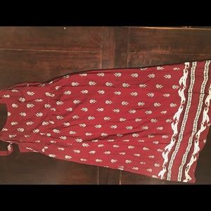 Boho wine-red maxi dress