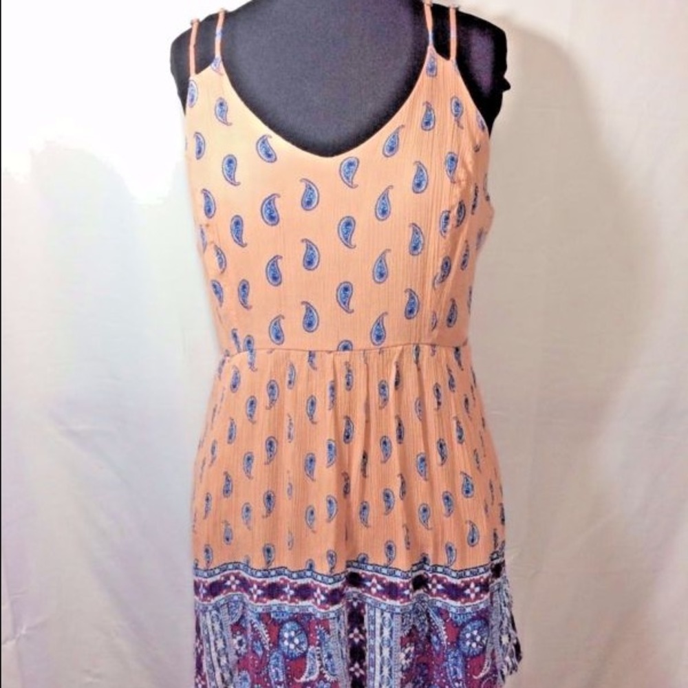 Chloe K Paisley Print Salmon Pink Mini Sundress