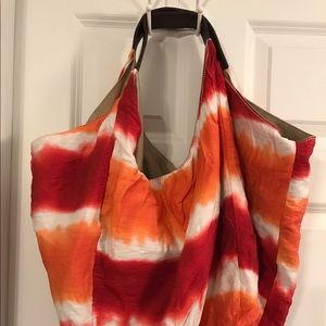 Gap large soft shoulder bag - orange/red tie dye