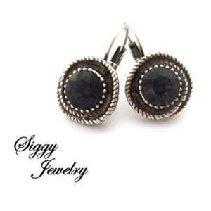 Swarovski Crystal Graphite Charcoal Gray Earrings
