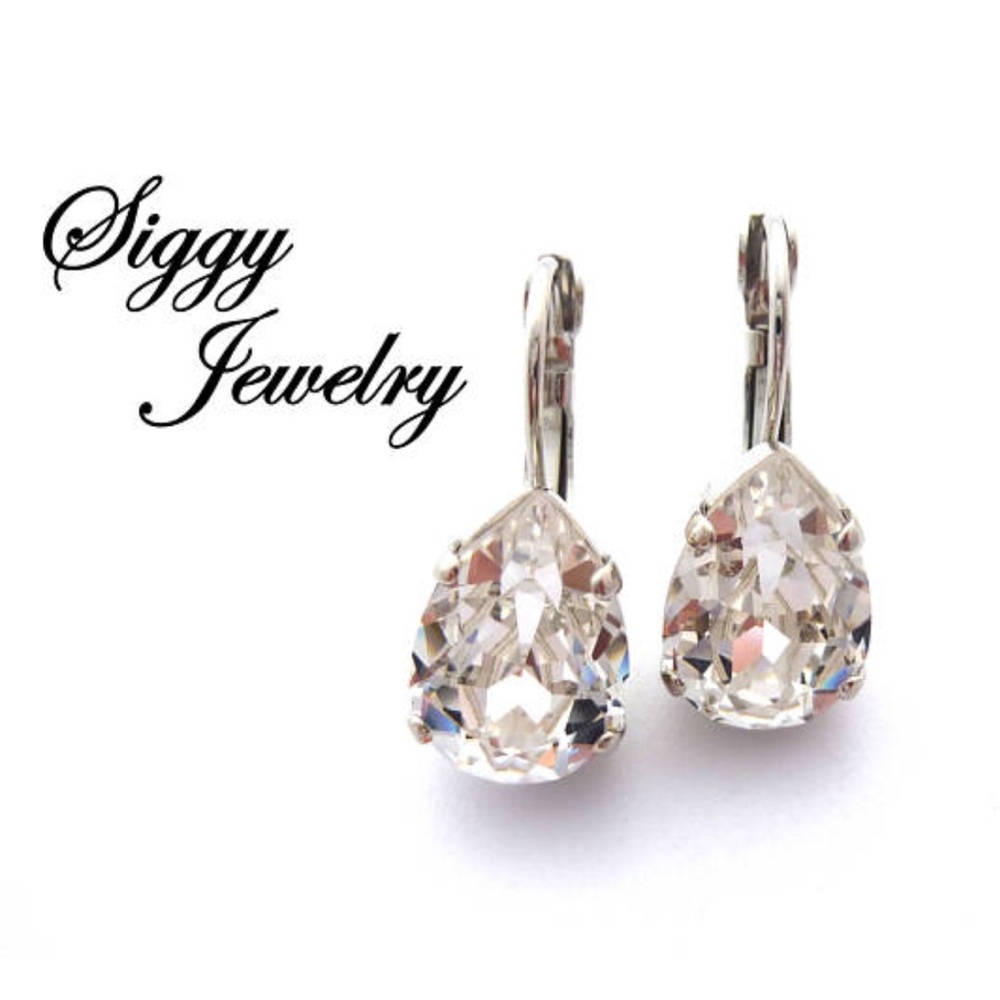 Swarovski Clear Crystal Pear Teardrop Earrings