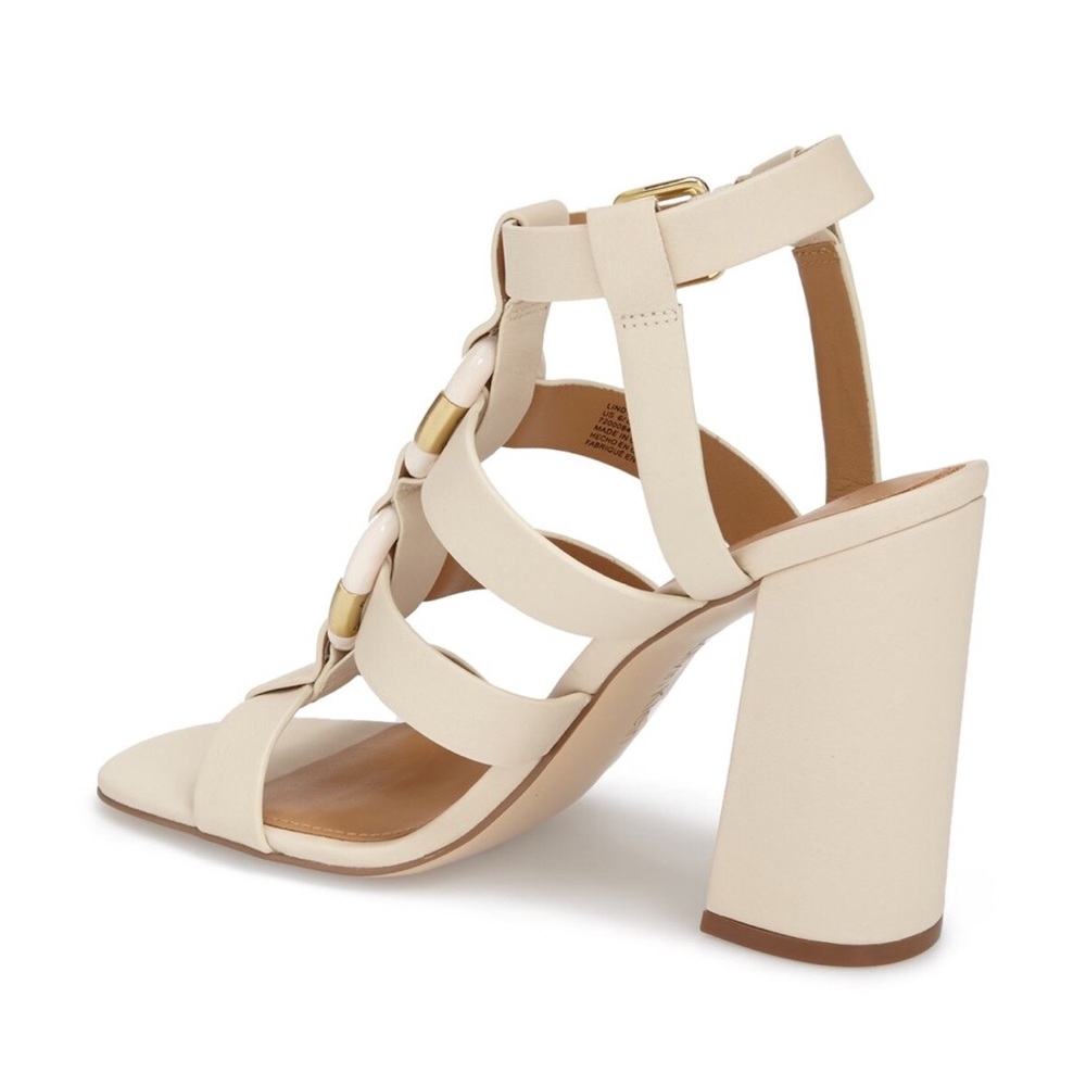 Calvin Klein Beige and Gold Block Heel Sandal - Picture 2 of 2