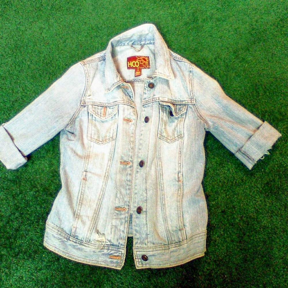 Cropped blue jean jacket