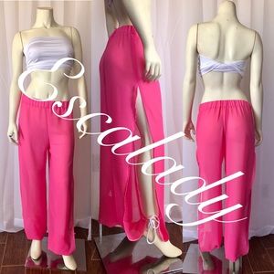New Pink sheer slit sides lounge pant