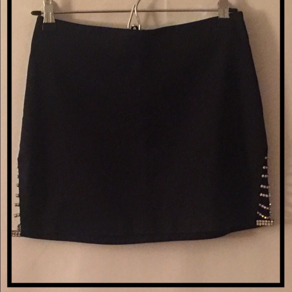 Bebe Black Rhinestone Mini Skirt