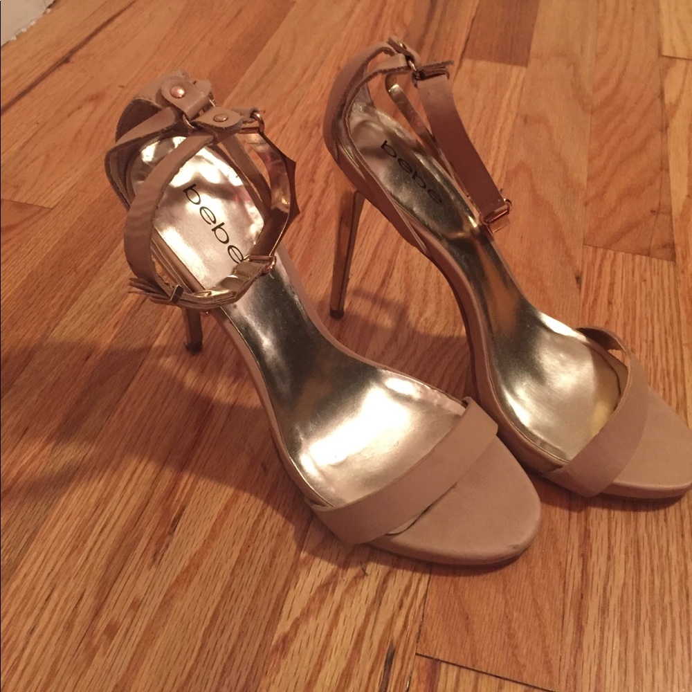 Gold detail strap bebe stiletto sandals size 9