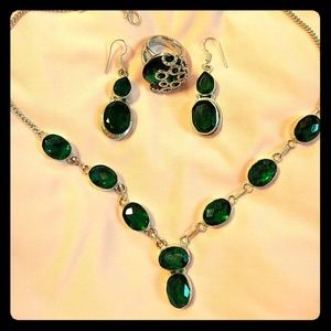 Green diobside quartz jewelry set
