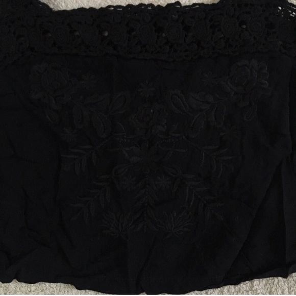 2/$25 LF Black Embroidered Crop Top - Picture 2 of 5