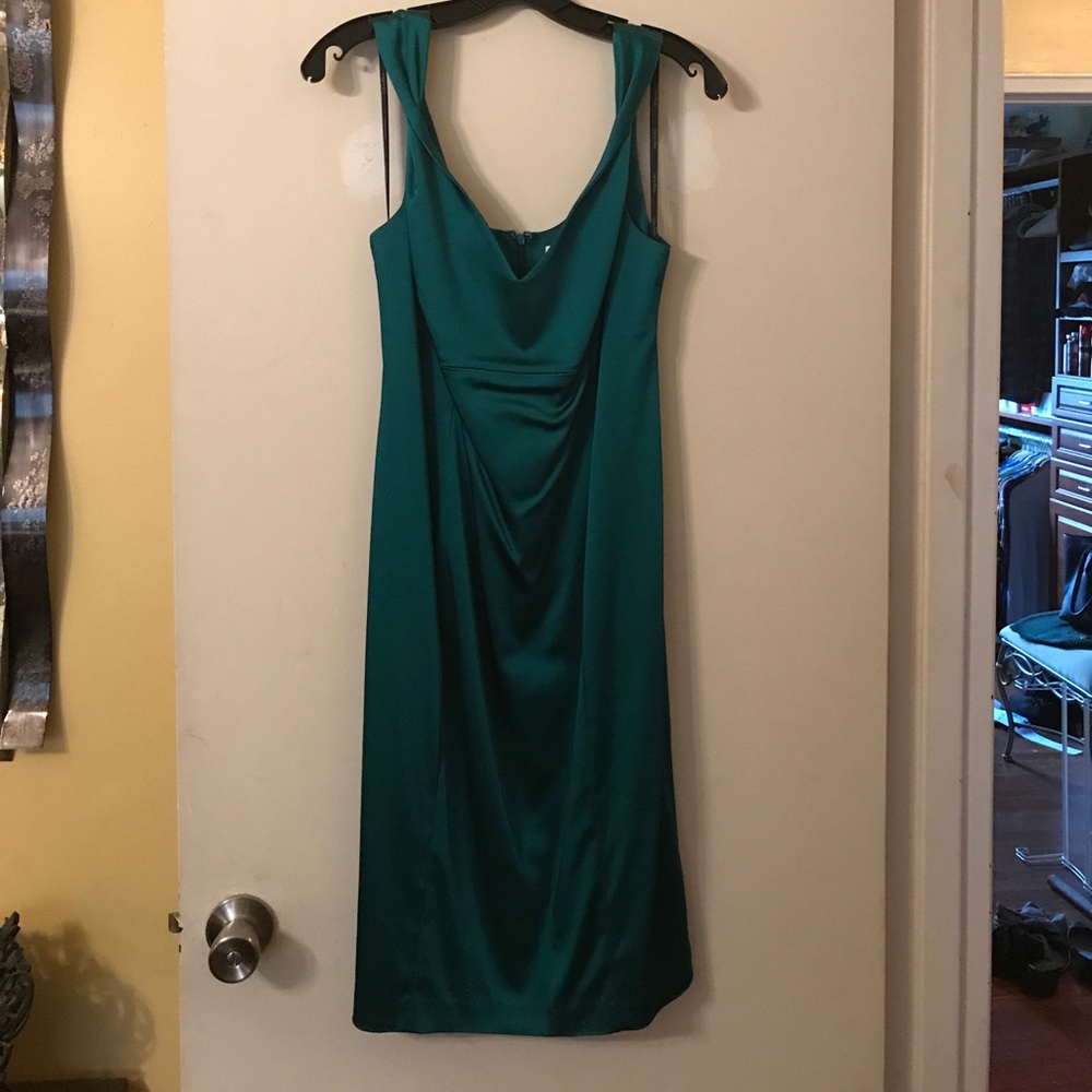 Emerald green satin dress