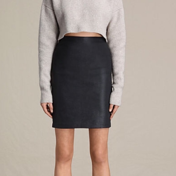 black coated denim pencil skirt