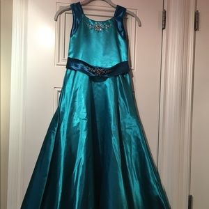 Girls long satin party dress