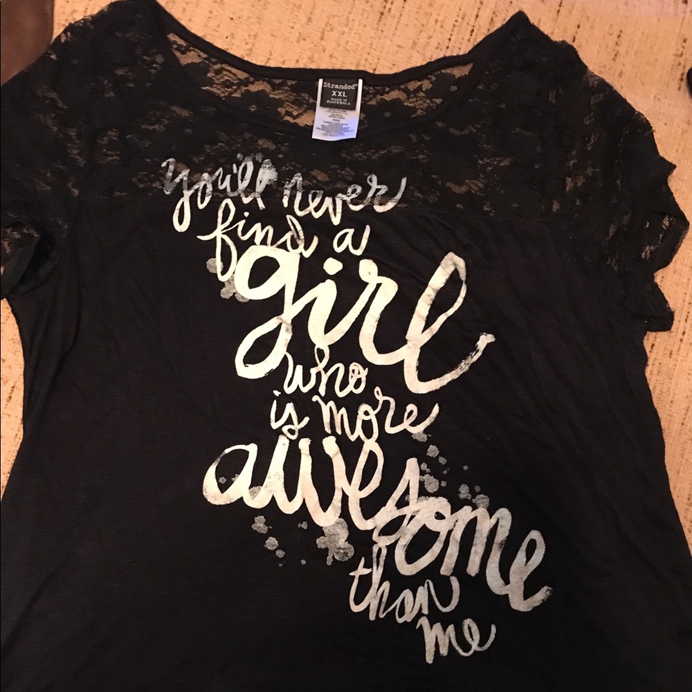 Black t-shit with lace up top