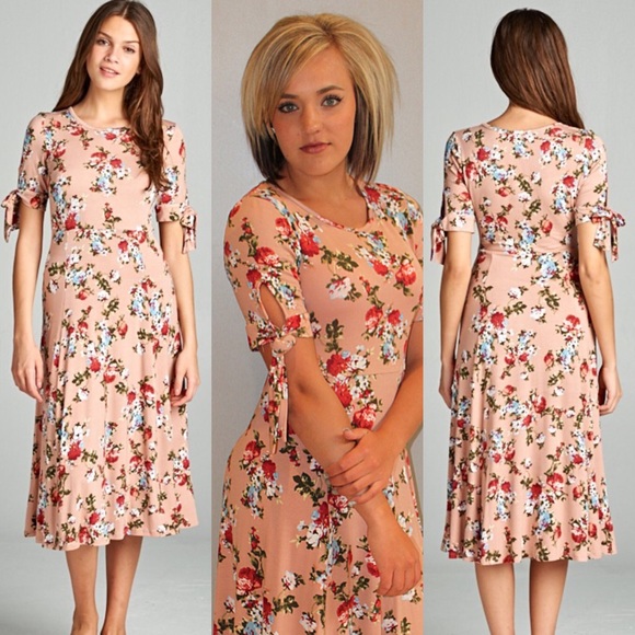 Tie Sleeve Midi Dress - Picture 1 of 1