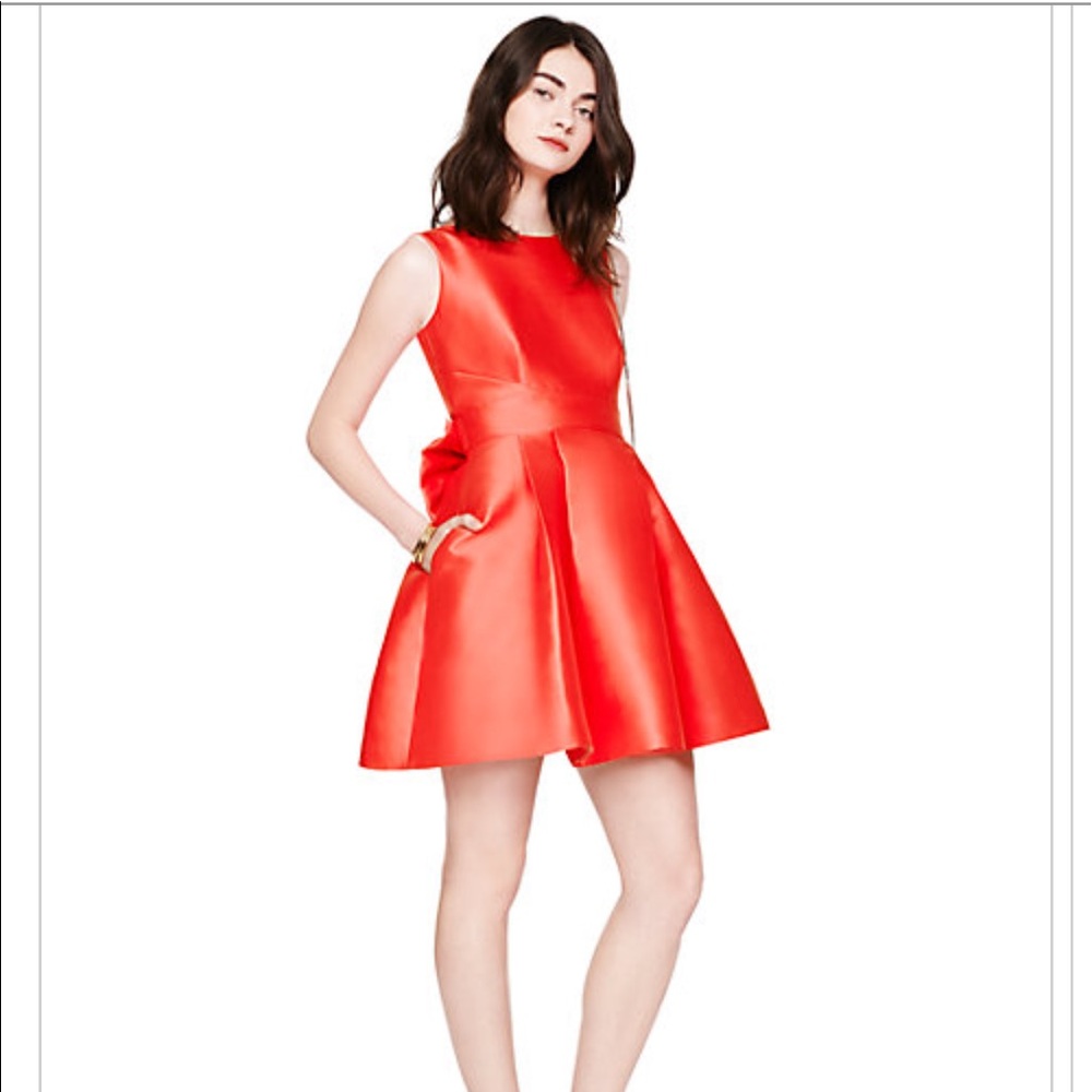 Kate Spade Silk Bow Dress. Color is geranium.