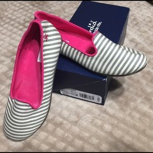 **Brand new-Girls gray and white slip on shoes.