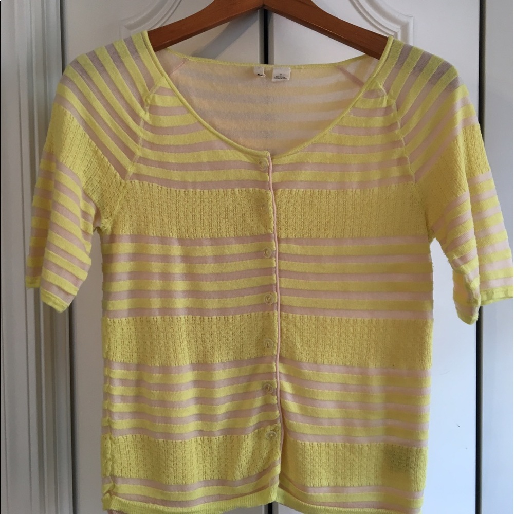 Anthropologie Moth yellow striped cardigan