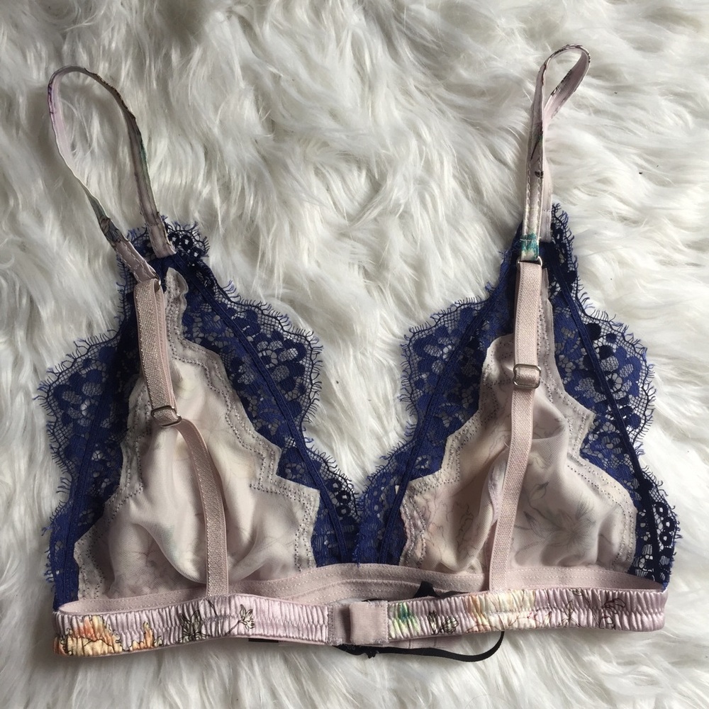 Valery Blue Floral Silk Bralette - Picture 6 of 7