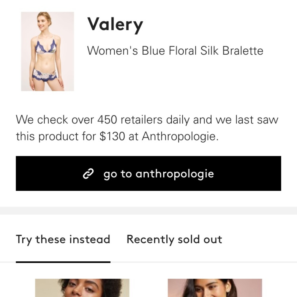 Valery Blue Floral Silk Bralette - Picture 7 of 7