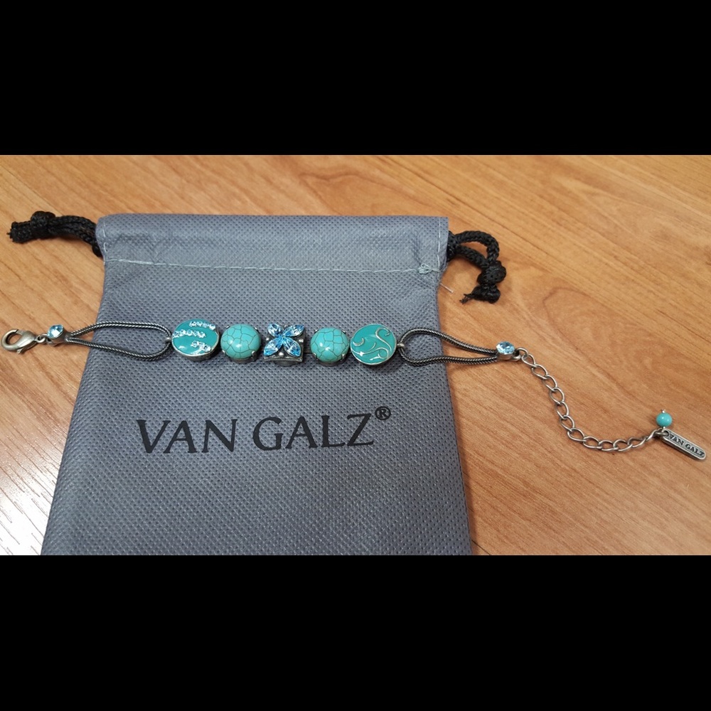 Hand-painted Enamel & Turquoise Crystal Bracelet