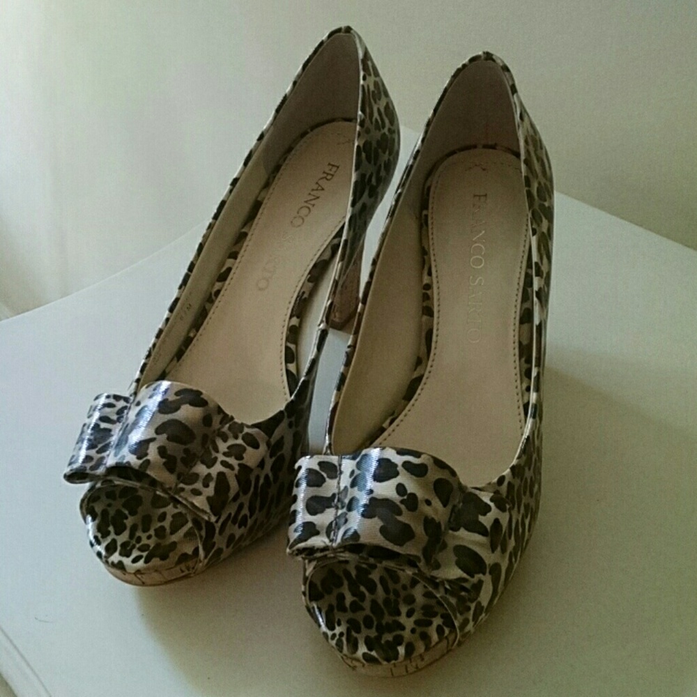 Adorable Franco Sarto animal print cork heels