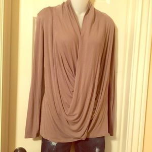 Taupe draped long sleeve shirt