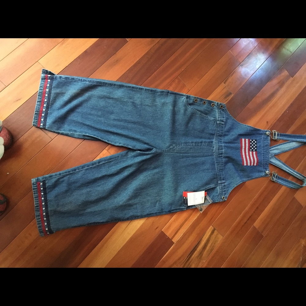 Patriotic crop overalls