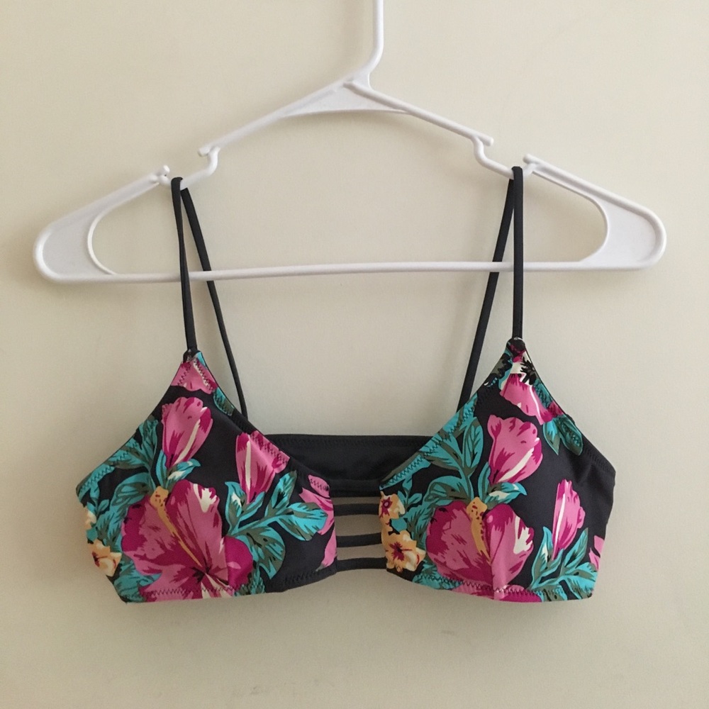 tropical print bikini top
