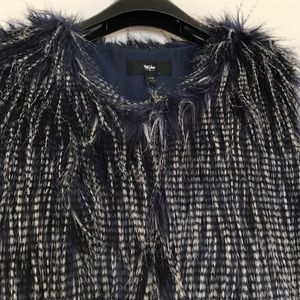 Faux fur black, navy, cream vest