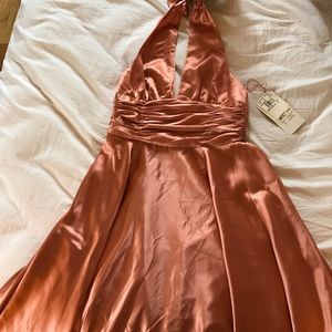 Peach halter evening dress never worn