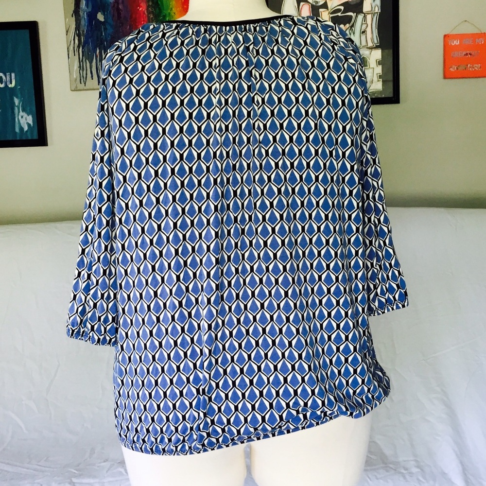 🛍️Michael Kors Blue Gathered Elastic Waist Tunic - Picture 3 of 5