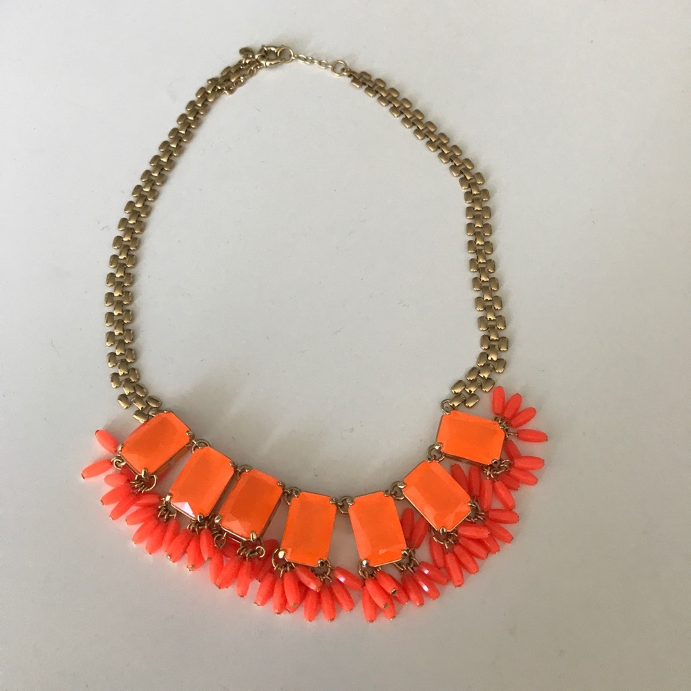 Jcrew gold and orange fringe necklace
