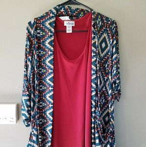 Zig zag stripe brand tank top and cardigan.