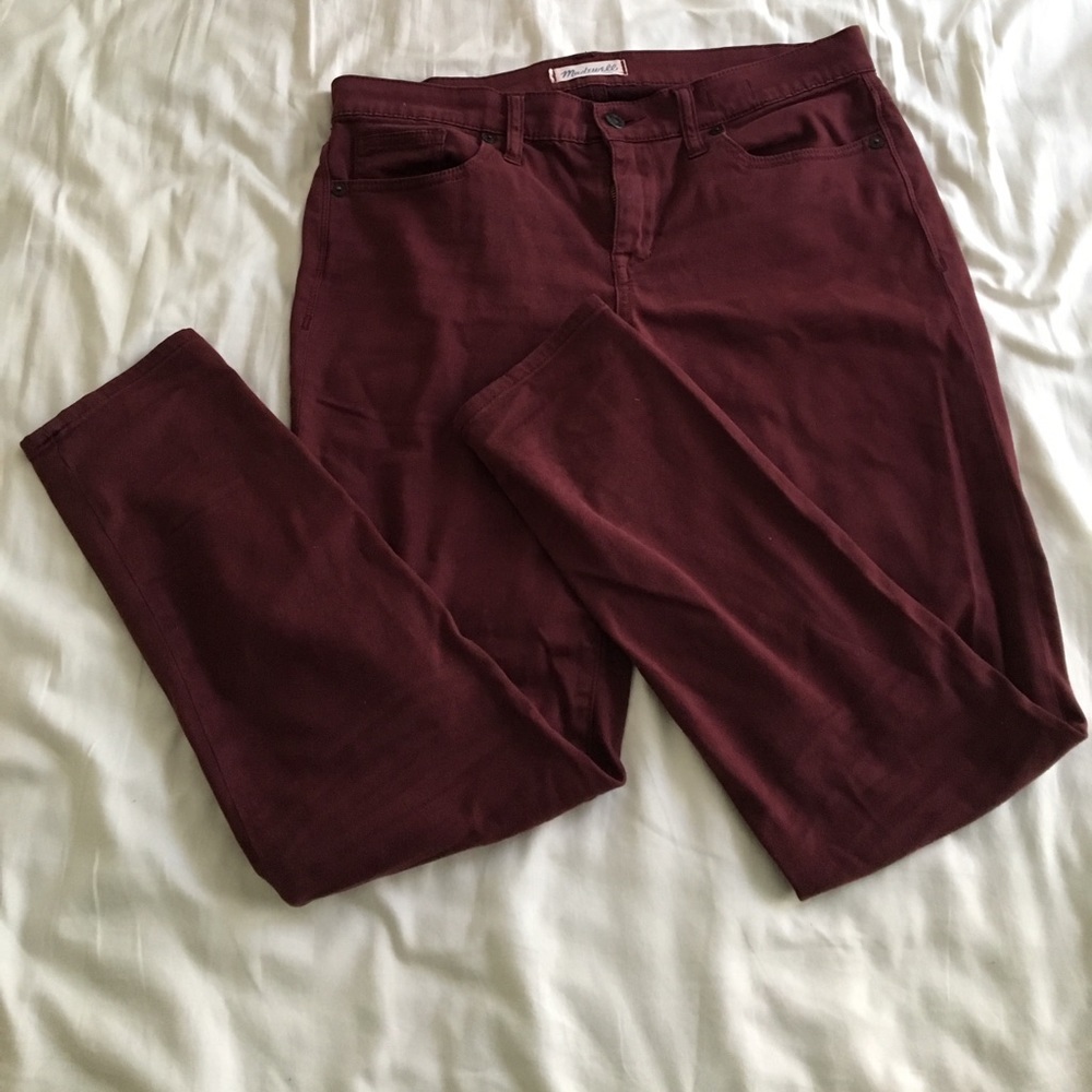 Maroon sateen skinny skinny Madewell pants