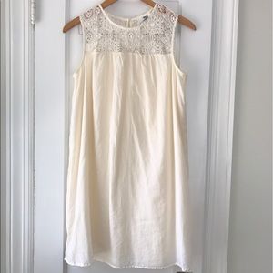 Ivory Cotton crochet detail dress