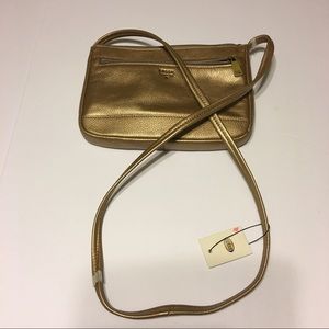 Fossil metallic gold cross body purse