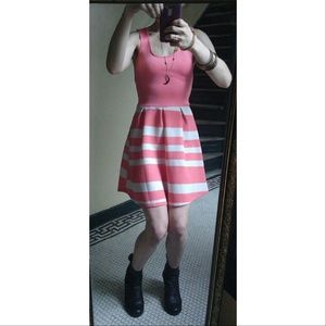 Baby pink & white skater dress