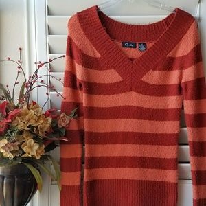 Chesley Red & Orange Striped Sweater