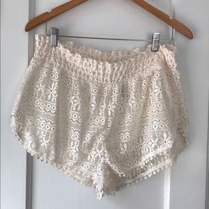 Ivory crochet swim cover shorts