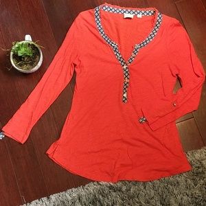 Anthropologie Postmark Red Boho Hippie Long Tee