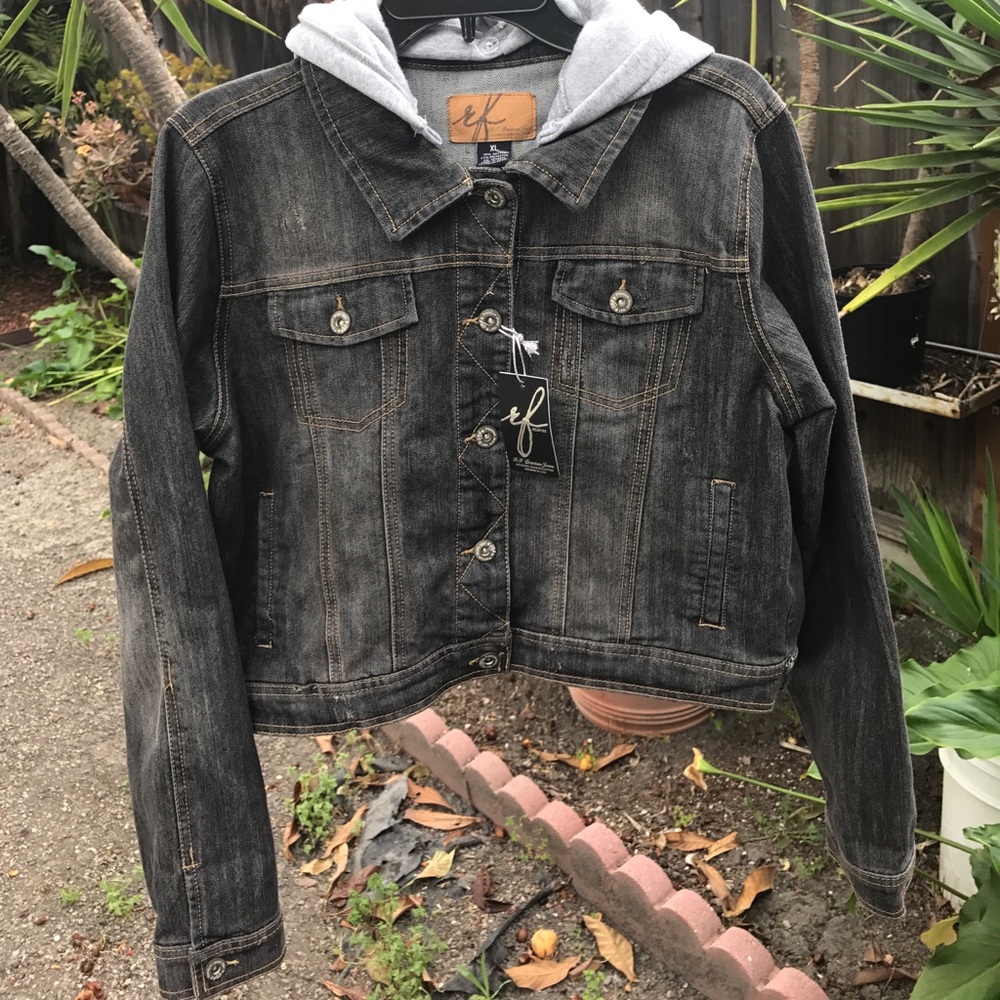 Red Fox Jean Jacket with detachable fleece hood.