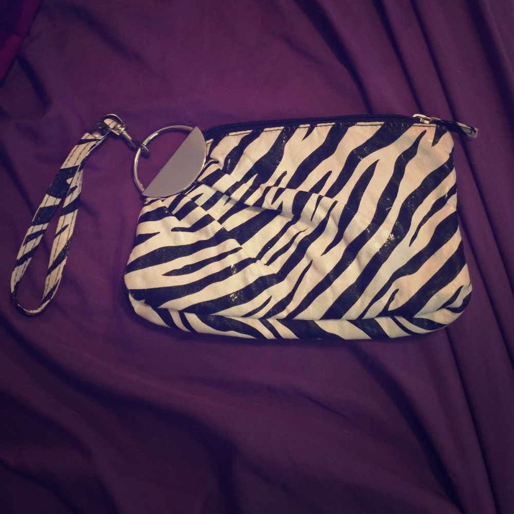 Zebra print clutch/ wristlet