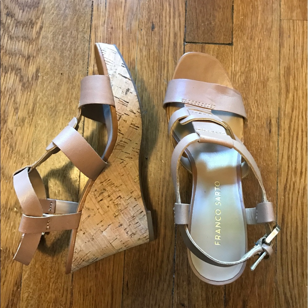 Frant Satro Nude Leather Wedges