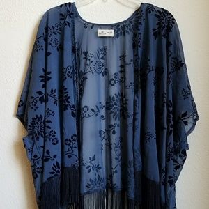 Hollister Navy Sheer Floral Kimono