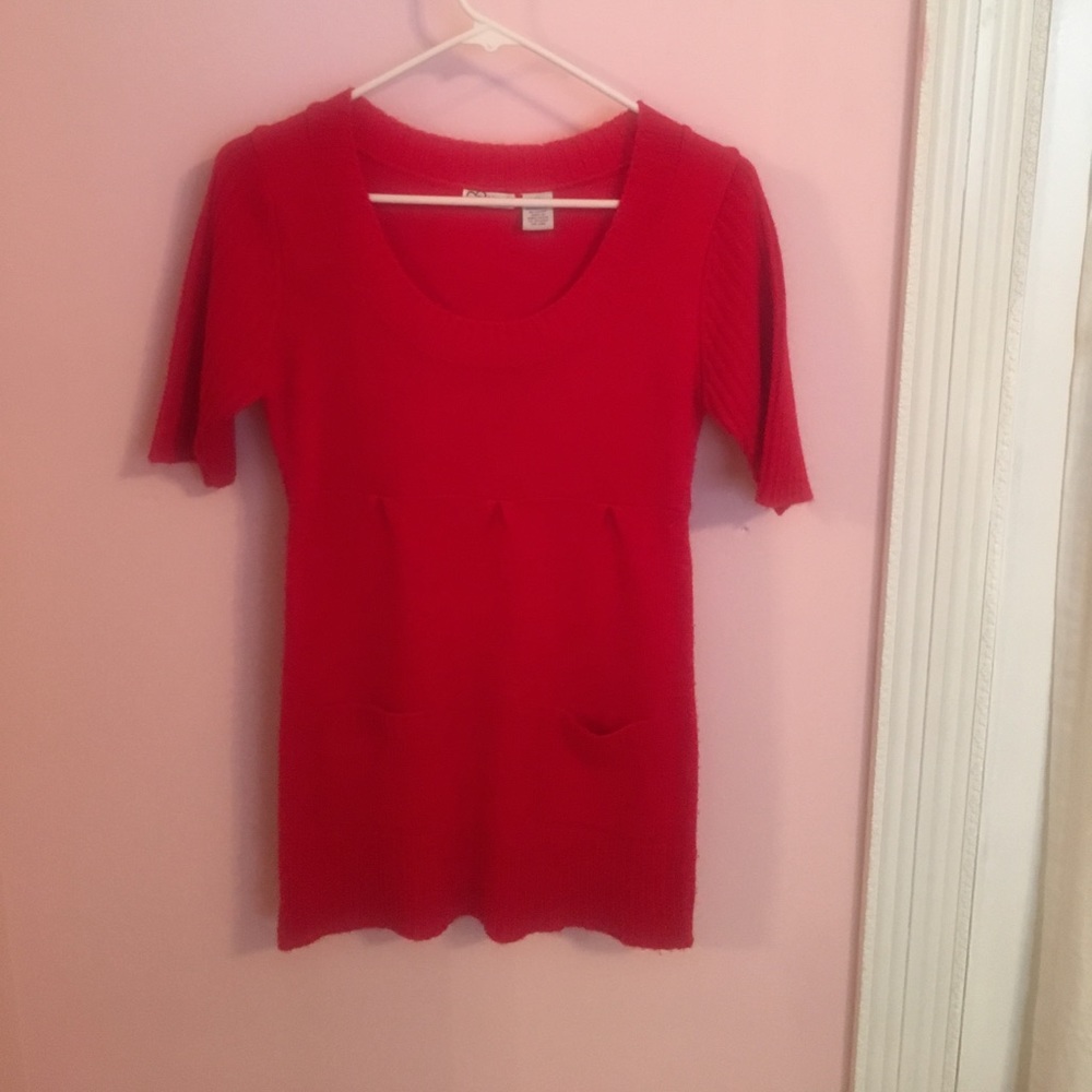 Red sweater with pockets