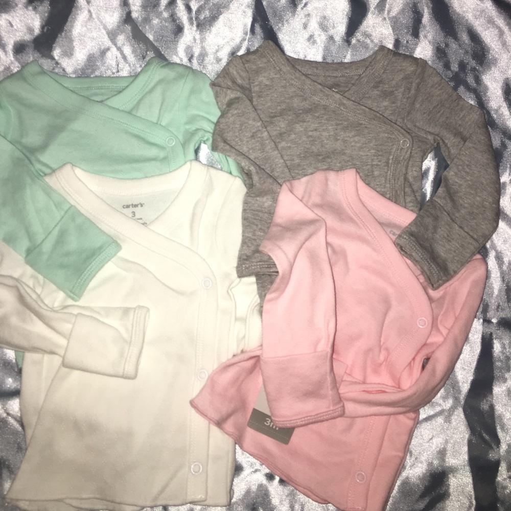 4 Piece Carter's side button up shirts size 3mon