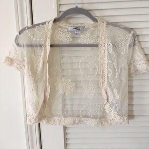Embroidered mesh bolero