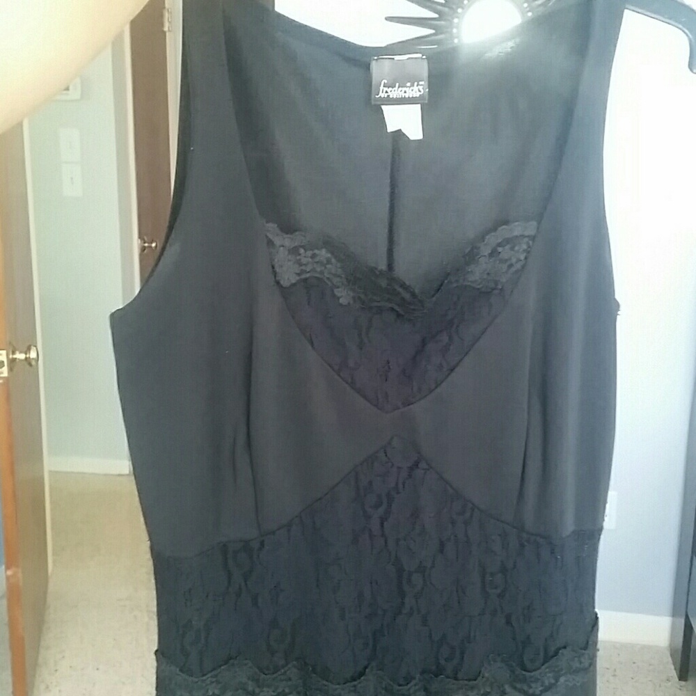 Black gown with lace inserts